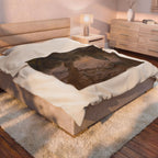 Two Men Contemplating the Moon Velveteen Plush Blanket
