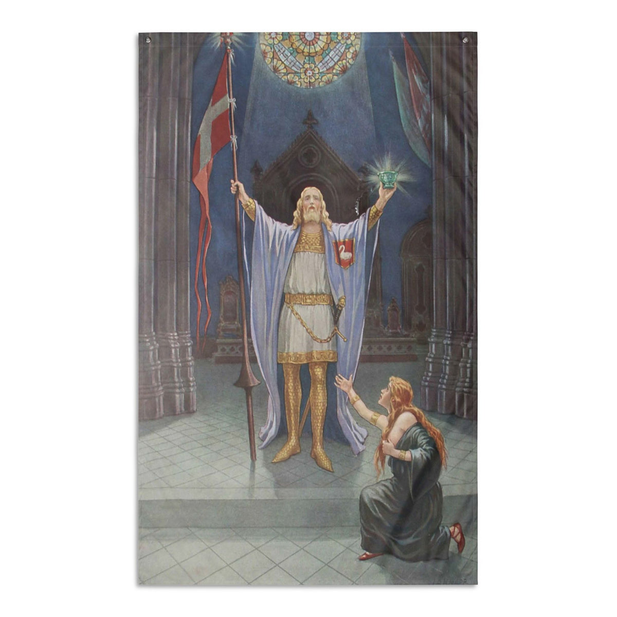 Parsifal and the Holy Grail Banner Flag: Knapp Hanging Wall Flag