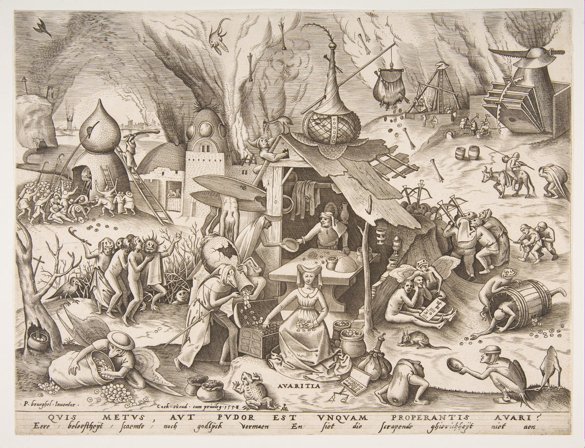 Avarice from The Seven Deadly Sins, engraving after Pieter Bruegel the Elder