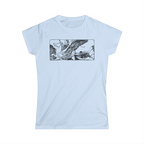 Pegasus Tee in Light Blue, front view, printed with a vintage engraving of Pegasus in flight