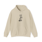 Snake Charmer Hoodie in Sand, front view, printed with a vintage snake charmer engraving