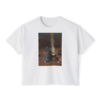 Magic Circle Boxy Tee in White, front view, printed with Waterhouse's The Magic Circle