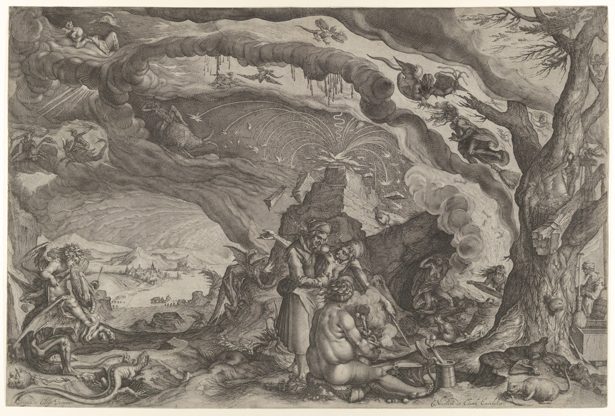 Witches Preparing for Sabbath by Andries Stock, engraving