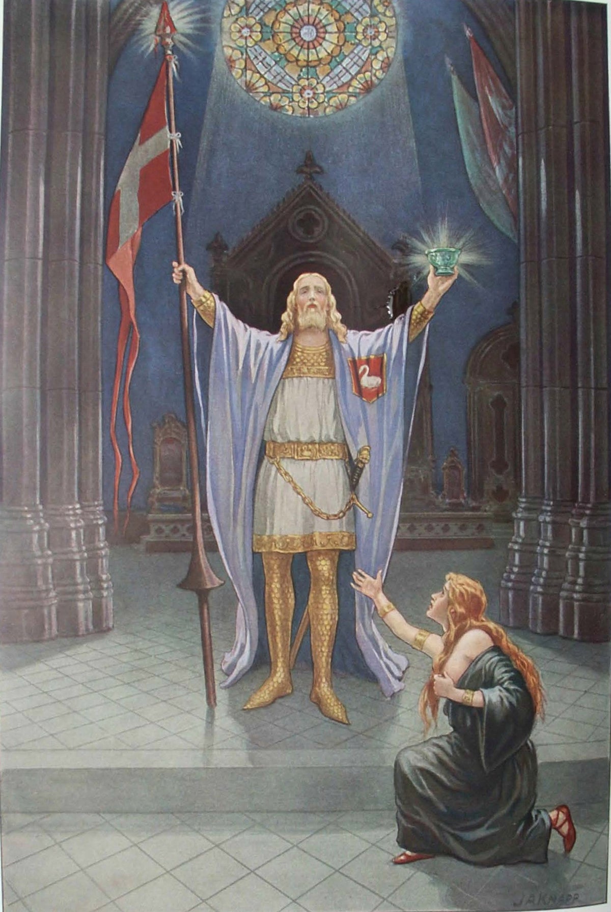 Parsifal and the Holy Grail Banner Flag (original artwork)