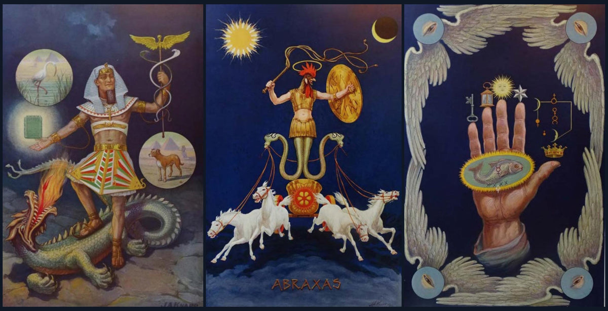 Hermes Trismegistus, Abraxas and Hand of the Mysteries Desk Mat (original artwork)