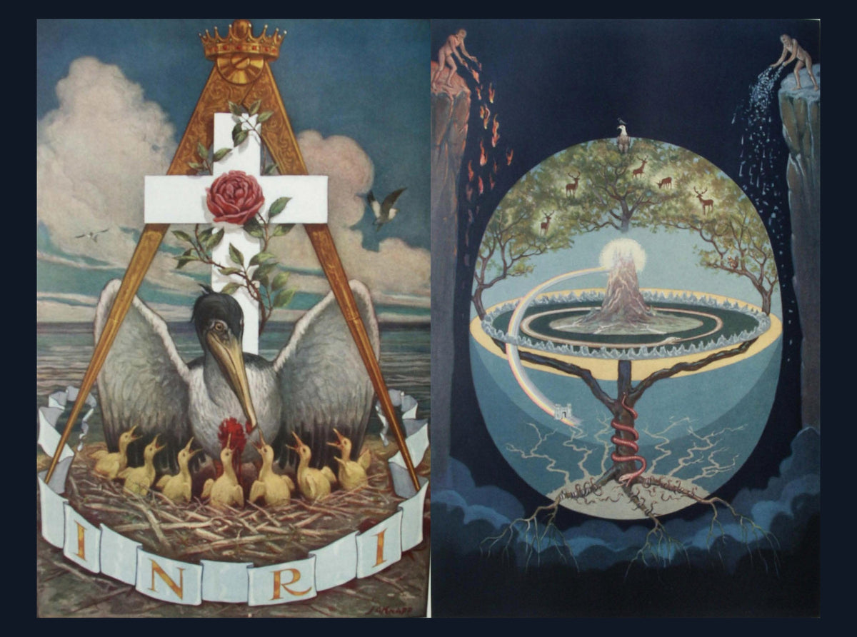 Rose Croix and Yggdrasil Wall Tapestry (original artwork)