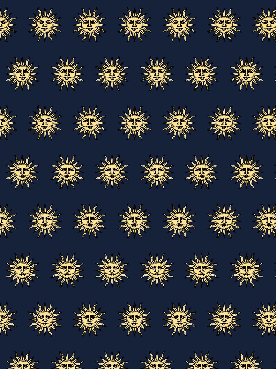 Woodcut Sun Face Pattern (pattern artwork)