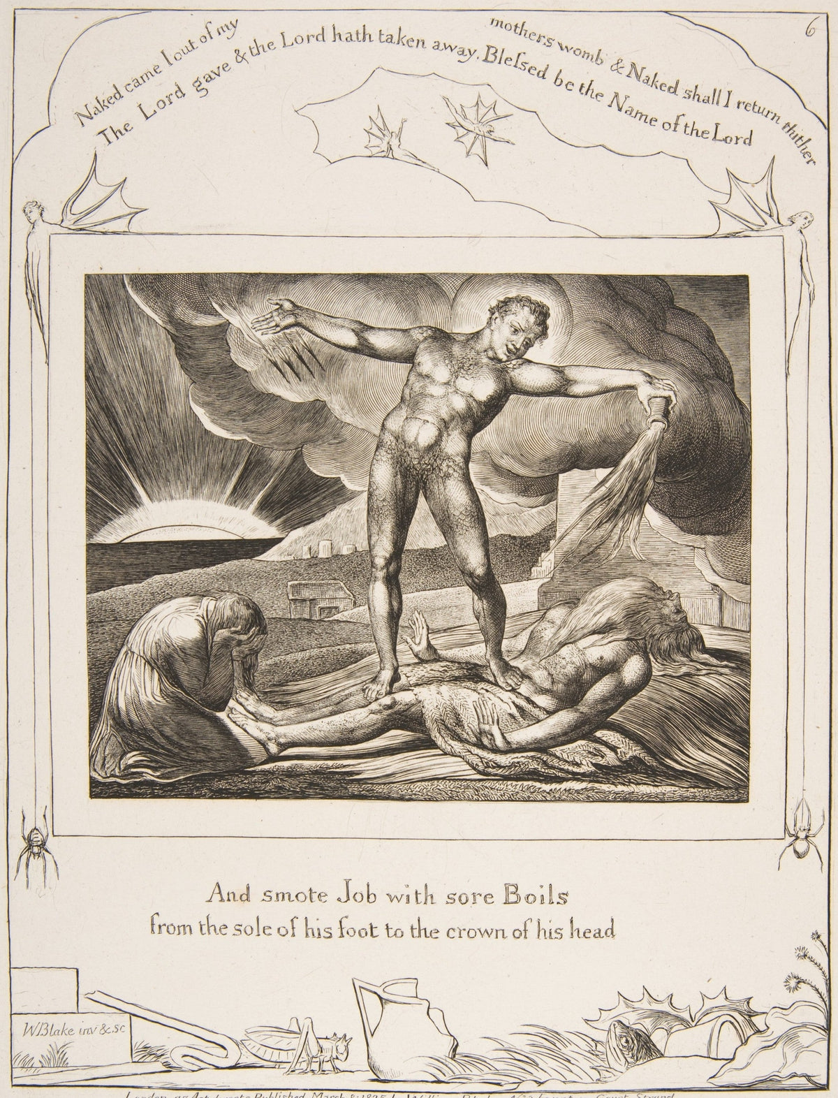 Satan Smiting Job with Boils by William Blake (original artwork)